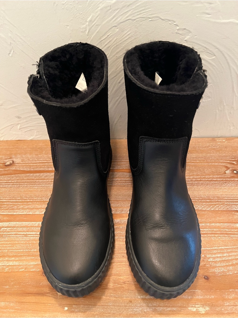 Pajar Caline Black Platform Waterproof Leather Booties. Size 38 (7-7.5 US)